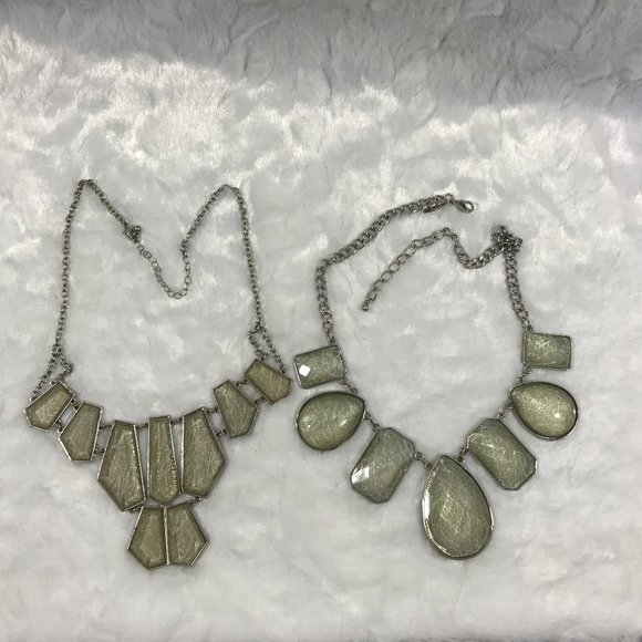 New York & Company Jewelry - Lot of 2 Faceted Statement Bezel Set Diamond Cut
